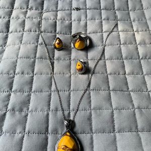 Necklace, earrings and ring bundle.